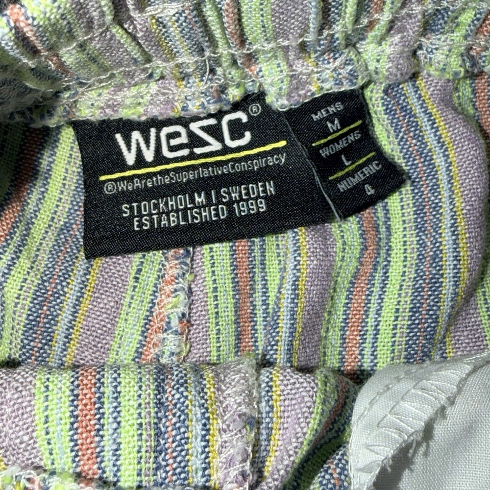 WeSC Shorts Men Size S Women Size M Yarn-Die Woven Vertical Stripes w/pockets - Picture 3 of 6